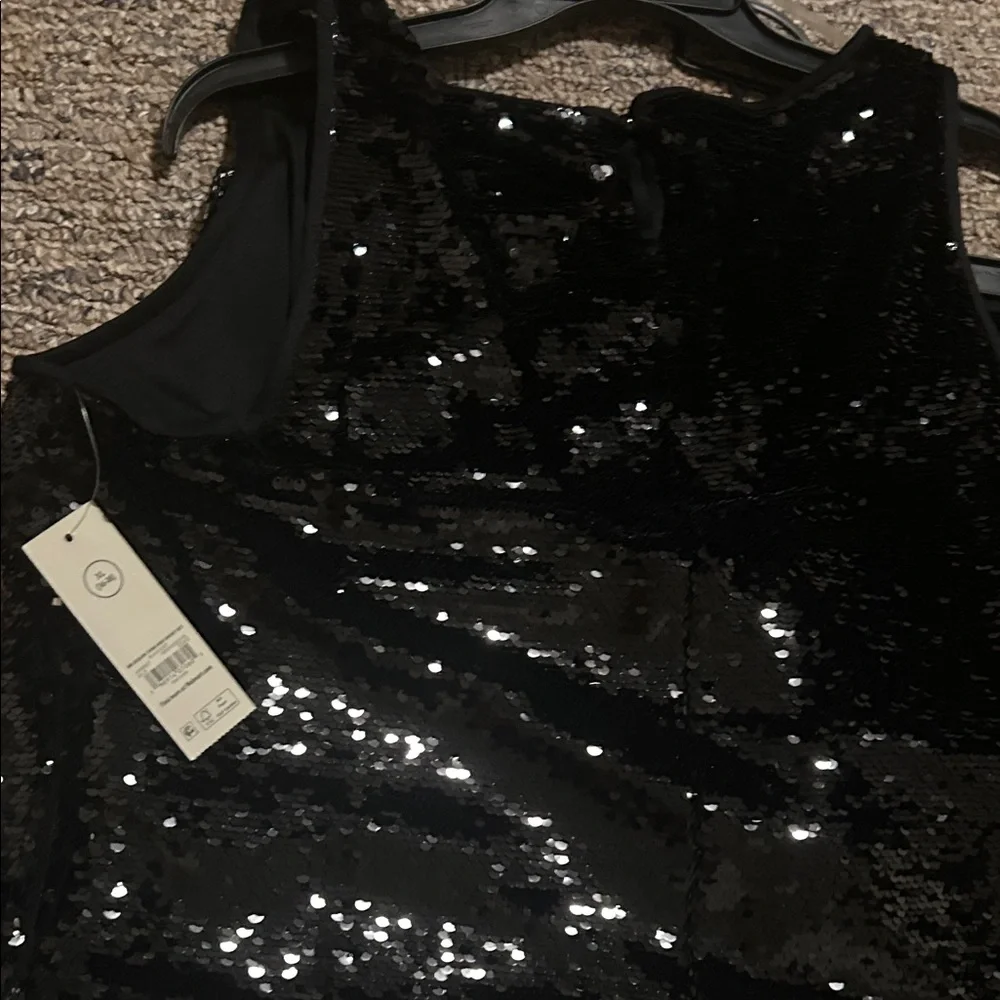 No Boundaries Black Sequin Sleevelss Top with matching shorts, Size XL 16/18 NWT - Picture 7 of 10